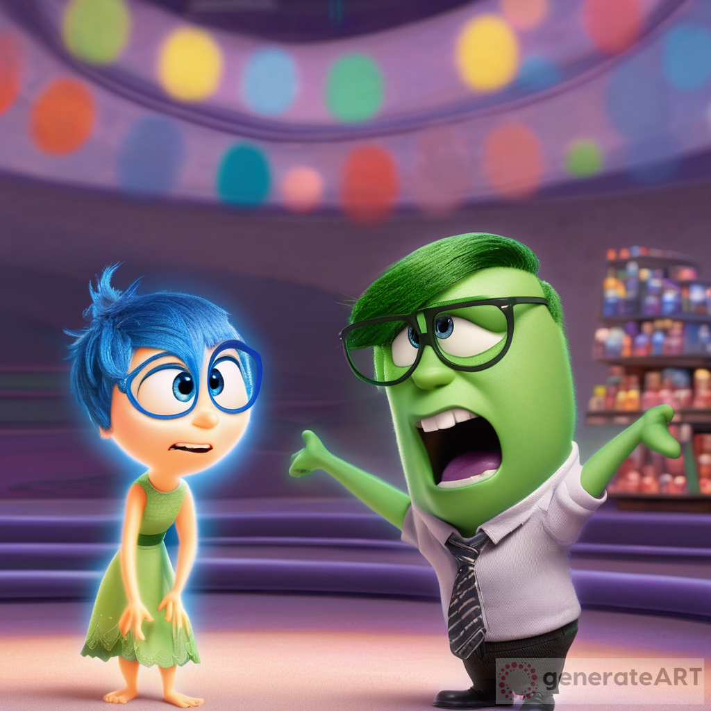 Inside out character similar to anger but green with a beard and bald