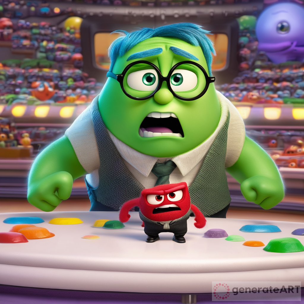 Inside out character similar to anger but green with a beard