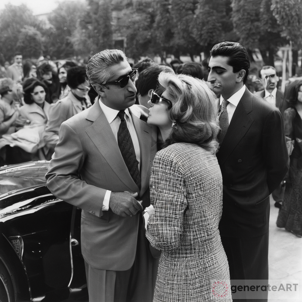 Reza pahlavi seems very sad. His wife yasamine pahlavi is kissing a French man in the background
