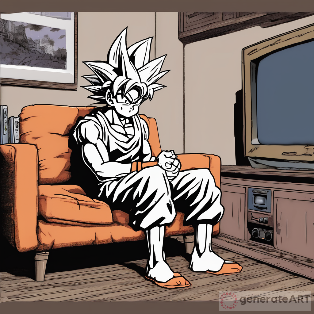 Goku Watching TV color