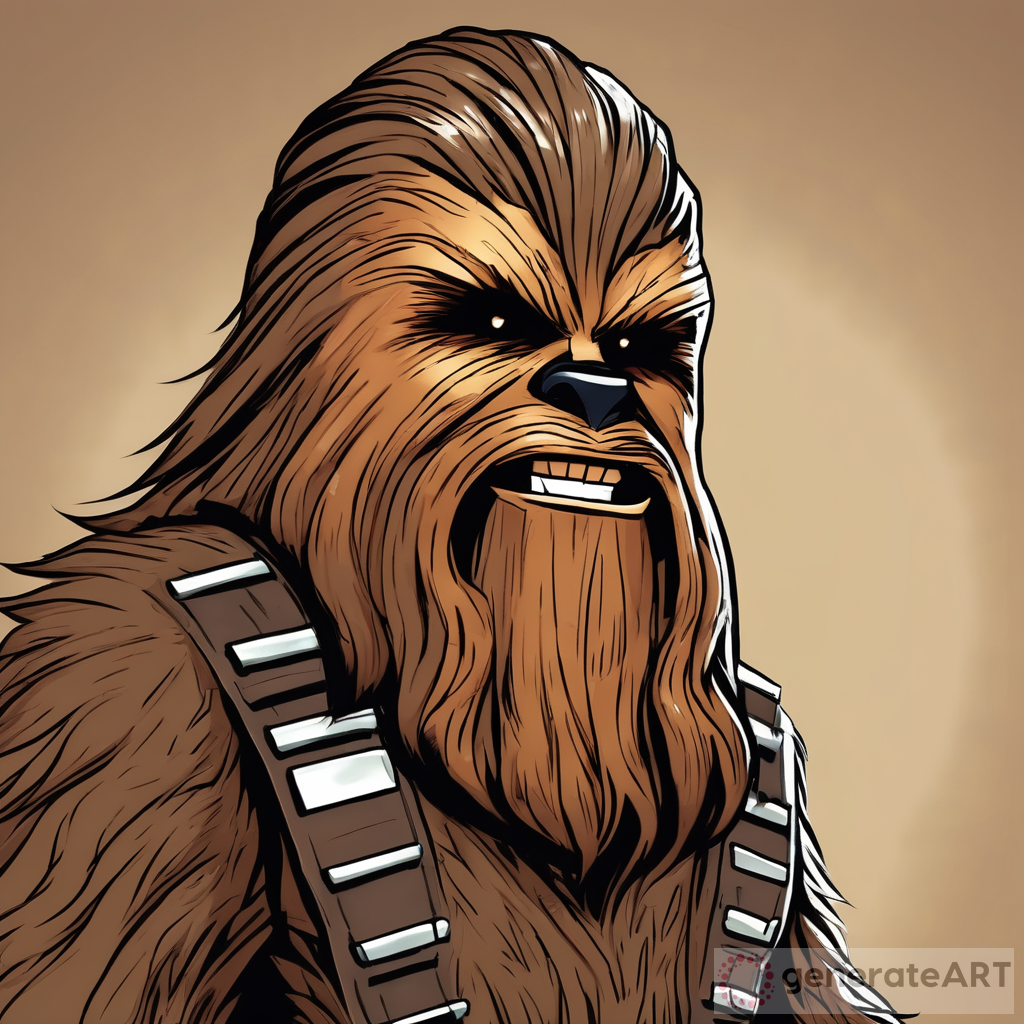 Chewbacca the Wookie in anime-style. Head only. Smiling