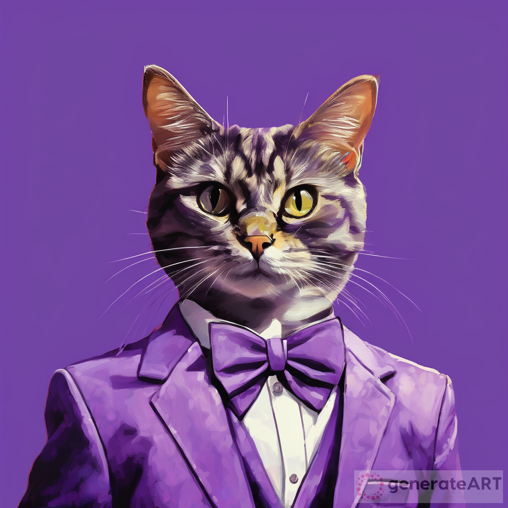 cat in a purple tuxedo