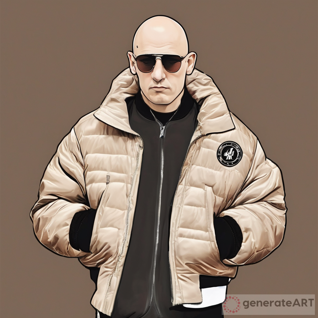 A dutch bald gabber on Nike air max and a Bomber jacket on, with an Cangeroe logo