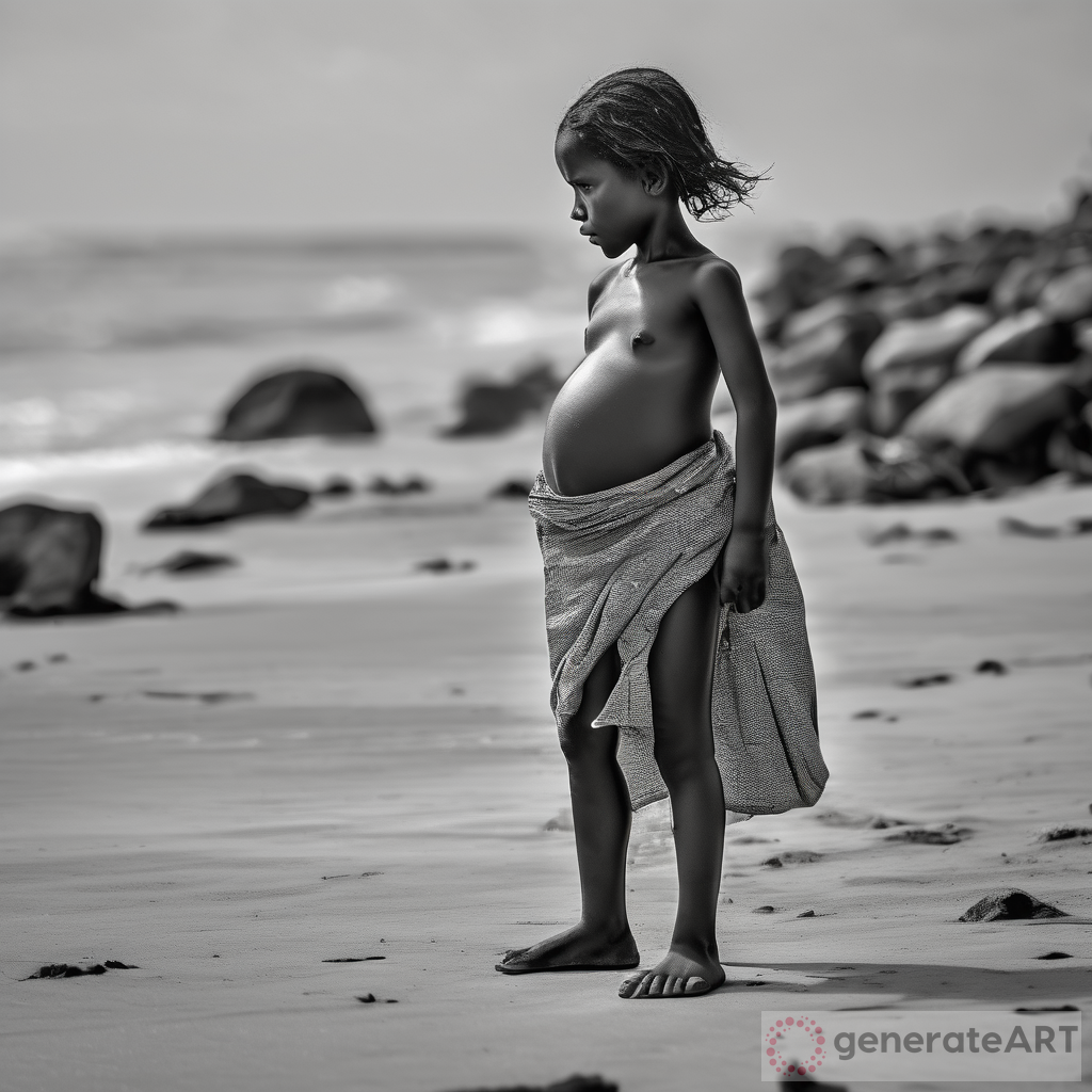 The sight of a skinny 7-year-old girl with a flat chest heavily pregnant with an extremely massive belly on a beach iis shocking and heart-wrenching. This image highlights the issue of child pregnancies and the urgent need for education and awareness about child rights. We must protect our children and ensure they have access to proper healthcare and education